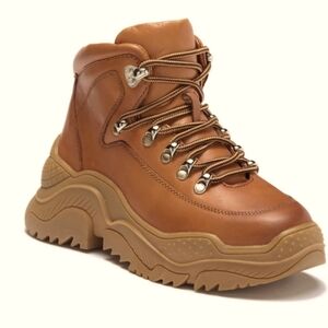 Jeffrey Campbell Debris Tan Honey Sneaker Boots Lace Up Chunky 8